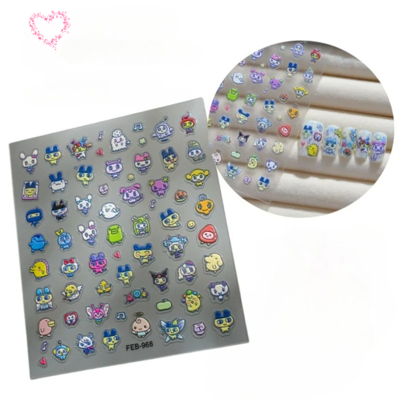 Stiker kuku 3D relief elektron - Bandai Model Tamagotchi ulasan dan harga